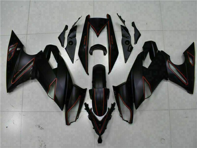 Venta Carenados Moto Kawasaki EX650 2009-2011 - Negro Mate Rojo Raya