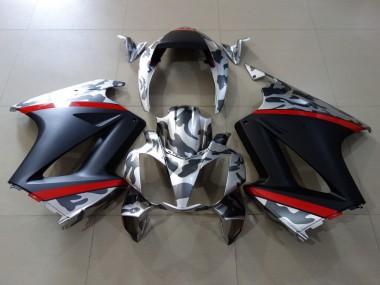 Venta Carenados Moto Honda VFR 800 2002-2013 - Gris Camouflage Rojo Negro Mate