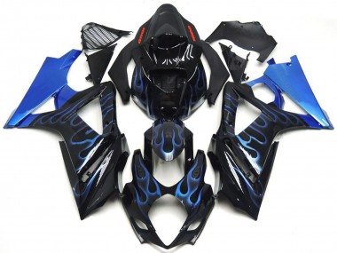 Venta Carenados Moto Suzuki GSXR 1000 2007-2008 - Negro Brillante Azul Llama