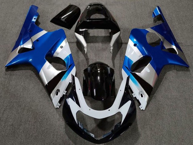 Venta Carenados Moto Suzuki GSXR 1000 2000-2002 - Azul Plata Negro Brillante OEM Estilo