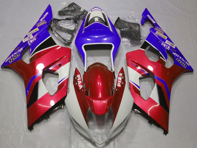 Venta Carenados Moto Suzuki GSXR 1000 2003-2004 - Rojo Caramelo Blanco Azul