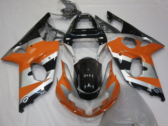 Venta Carenados Moto Suzuki GSXR 1000 2000-2002 - Naranja Plata Negro Brillante OEM Estilo