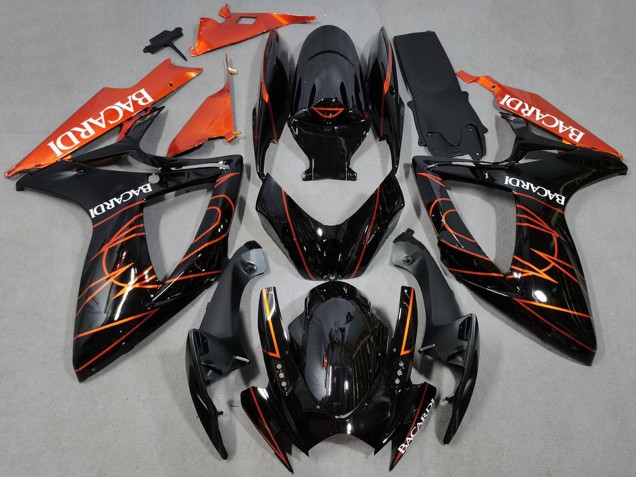 Venta Carenados Moto Suzuki GSXR 600 / GSXR 750 2006-2007 - Negro Brillante Naranja Bacardi