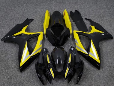 Venta Carenados Moto Suzuki GSXR 600 / GSXR 750 2006-2007 - Negro Brillante Amarillo Plata OEM Estilo