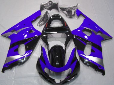Venta Carenados Moto Suzuki GSXR 600 / GSXR 750 2001-2003 - Azul Plata Negro Brillante OEM Estilo