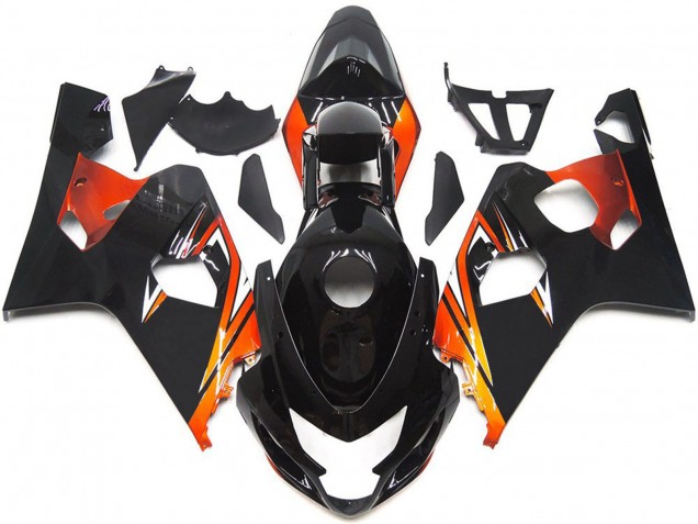 Venta Carenados Moto Suzuki GSXR 600 / GSXR 750 2004-2005 - Negro Brillante Naranja OEM Estilo