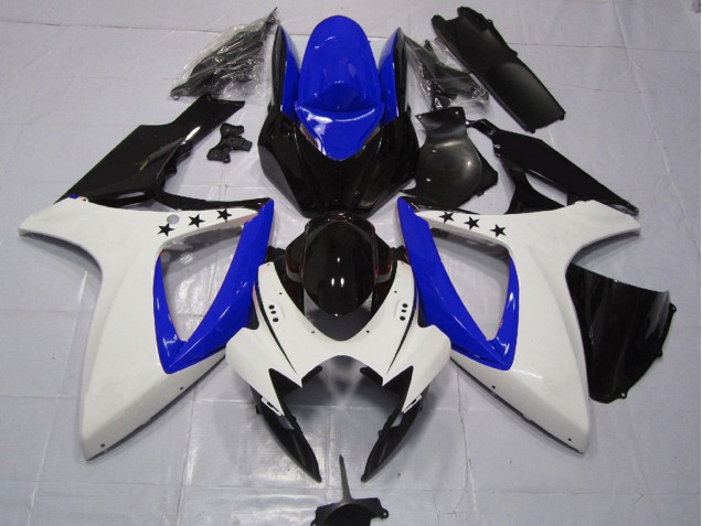 Venta Carenados Moto Suzuki GSXR 600 / GSXR 750 2006-2007 - Blanco Azul Negro Brillante Estrella
