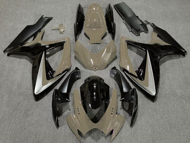 Venta Carenados Moto Suzuki GSXR 600 / GSXR 750 2006-2007 - Bronceado del Desierto Plata Negro Brillante OEM Estilo