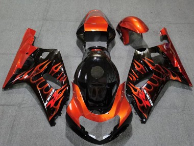 Venta Carenados Moto Suzuki GSXR 600 / GSXR 750 2001-2003 - Negro Brillante Naranja Llama
