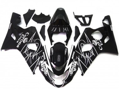 Venta Carenados Moto Suzuki GSXR 600 / GSXR 750 2004-2005 - Negro Brillante Blanco Corona Estilo