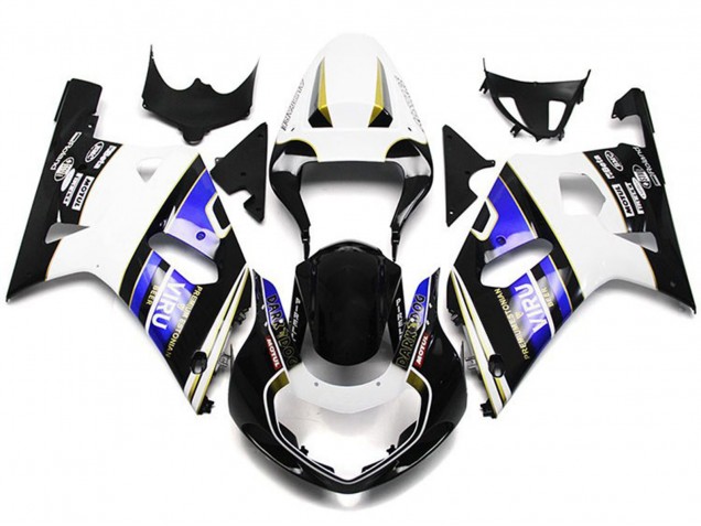 Venta Carenados Moto Suzuki GSXR 600 / GSXR 750 2001-2003 - Blanco Azul Negro Brillante Viru Estilo