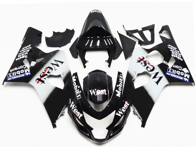Venta Carenados Moto Suzuki GSXR 600 / GSXR 750 2004-2005 - Negro Brillante Blanco West OEM Estilo