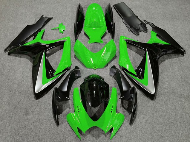 Venta Carenados Moto Suzuki GSXR 600 / GSXR 750 2006-2007 - Verde Plata Negro Brillante OEM Estilo