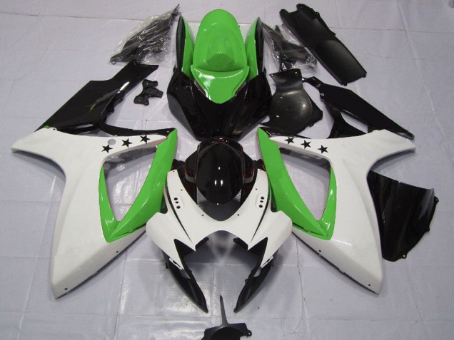 Venta Carenados Moto Suzuki GSXR 600 / GSXR 750 2006-2007 - Verde Blanco Negro Brillante Estrella