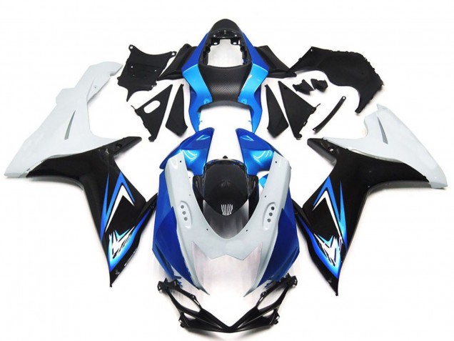 Venta Carenados Moto Suzuki GSXR 600 / GSXR 750 2011-2024 - Blanco Azul Claro Negro Brillante