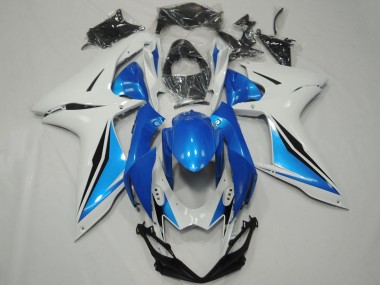 Venta Carenados Moto Suzuki GSXR 600 / GSXR 750 2011-2024 - Blanco Azul Claro Negro Brillante OEM Estilo