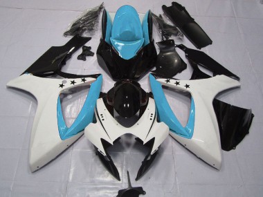 Venta Carenados Moto Suzuki GSXR 600 / GSXR 750 2006-2007 - Azul Claro Blanco Negro Brillante Estrella