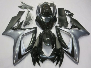 Venta Carenados Moto Suzuki GSXR 600 / GSXR 750 2006-2007 - Plata Negro Brillante Negro Mate