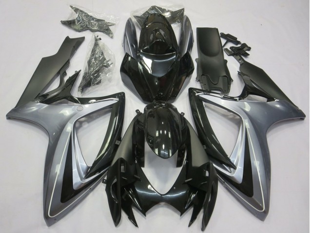 Venta Carenados Moto Suzuki GSXR 600 / GSXR 750 2006-2007 - Plata Negro Brillante Negro Mate