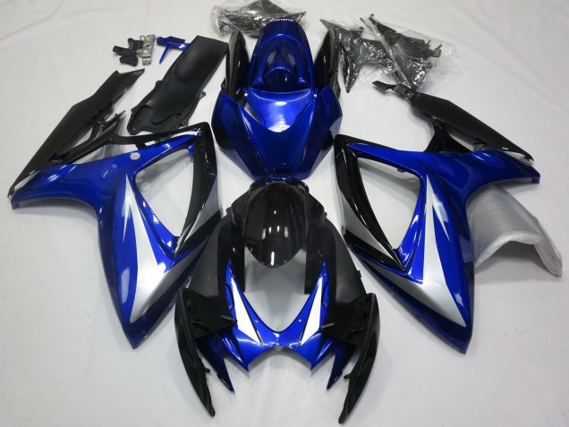 Venta Carenados Moto Suzuki GSXR 600 / GSXR 750 2006-2007 - Azul Plata Negro Brillante OEM Estilo