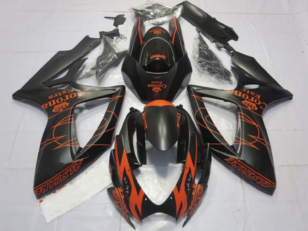 Venta Carenados Moto Suzuki GSXR 600 / GSXR 750 2006-2007 - Negro Mate Naranja Corona Extra Alstare Motul