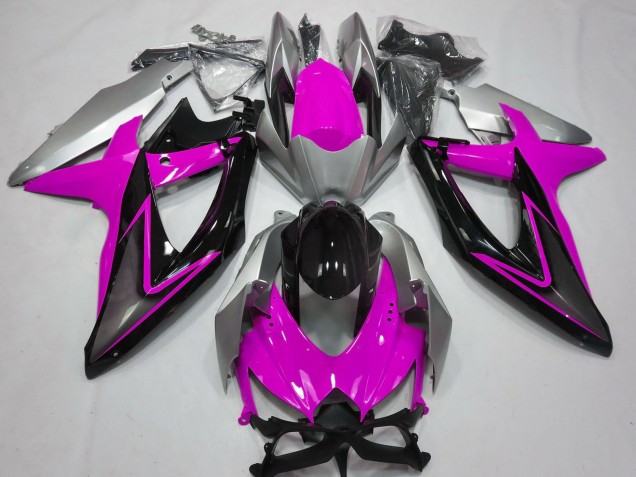 Venta Carenados Moto Suzuki GSXR 600 / GSXR 750 2008-2010 - Plata Rosa Negro Brillante