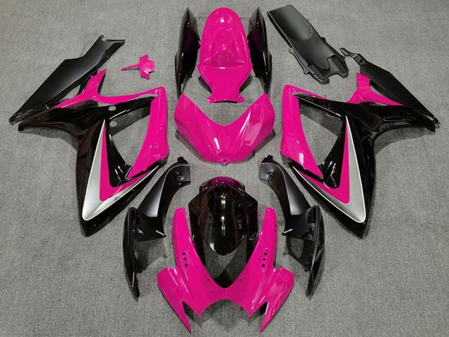 Venta Carenados Moto Suzuki GSXR 600 / GSXR 750 2006-2007 - Rosa Plata Negro Brillante OEM Estilo