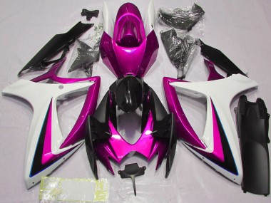 Venta Carenados Moto Suzuki GSXR 600 / GSXR 750 2006-2007 - Blanco Rosa Negro Brillante