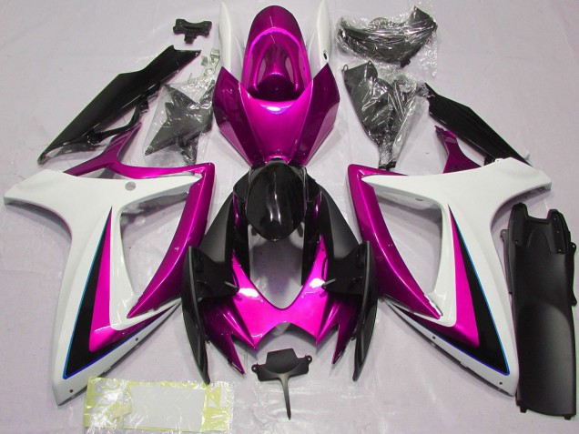 Venta Carenados Moto Suzuki GSXR 600 / GSXR 750 2006-2007 - Blanco Rosa Negro Brillante