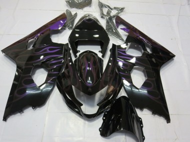 Venta Carenados Moto Suzuki GSXR 600 / GSXR 750 2004-2005 - Negro Brillante Púrpura Llama