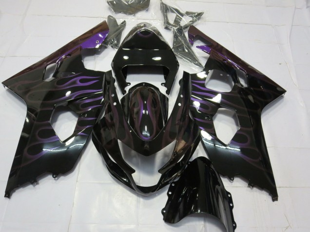 Venta Carenados Moto Suzuki GSXR 600 / GSXR 750 2004-2005 - Negro Brillante Púrpura Llama