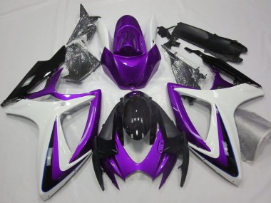 Venta Carenados Moto Suzuki GSXR 600 / GSXR 750 2006-2007 - Púrpura Blanco Negro Brillante