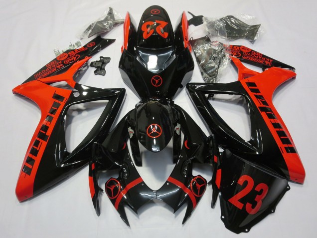 Venta Carenados Moto Suzuki GSXR 600 / GSXR 750 2006-2007 - Rojo Negro Brillante Jordan 23