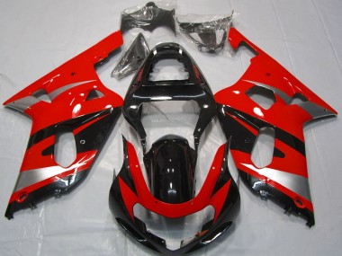 Venta Carenados Moto Suzuki GSXR 600 / GSXR 750 2001-2003 - Rojo Plata Negro Brillante OEM Estilo