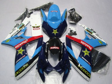 Venta Carenados Moto Suzuki GSXR 600 / GSXR 750 2006-2007 - Azul Blanco Rojo Negro Brillante Rockstar