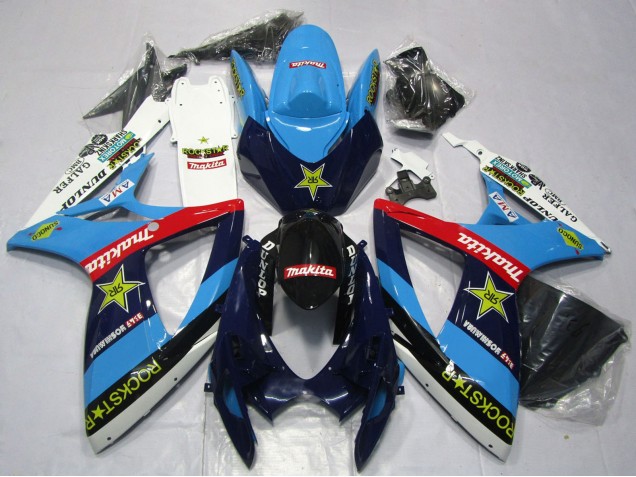 Venta Carenados Moto Suzuki GSXR 600 / GSXR 750 2006-2007 - Azul Blanco Rojo Negro Brillante Rockstar