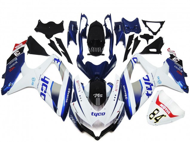 Venta Carenados Moto Suzuki GSXR 600 / GSXR 750 2008-2010 - Blanco Plata Azul Negro Tyco