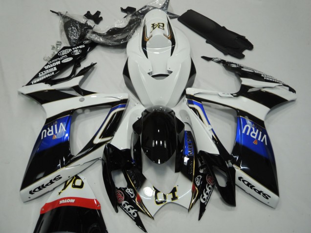 Venta Carenados Moto Suzuki GSXR 600 / GSXR 750 2006-2007 - Blanco Azul Negro Brillante Viru