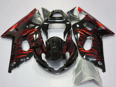 Venta Carenados Moto Suzuki GSXR 600 / GSXR 750 2001-2003 - Negro Brillante Rojo Llama