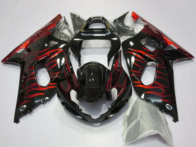 Venta Carenados Moto Suzuki GSXR 600 / GSXR 750 2001-2003 - Negro Brillante Rojo Llama