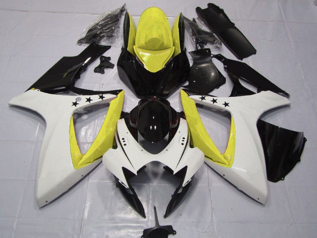 Venta Carenados Moto Suzuki GSXR 600 / GSXR 750 2006-2007 - Amarillo Blanco Negro Brillante Estrella