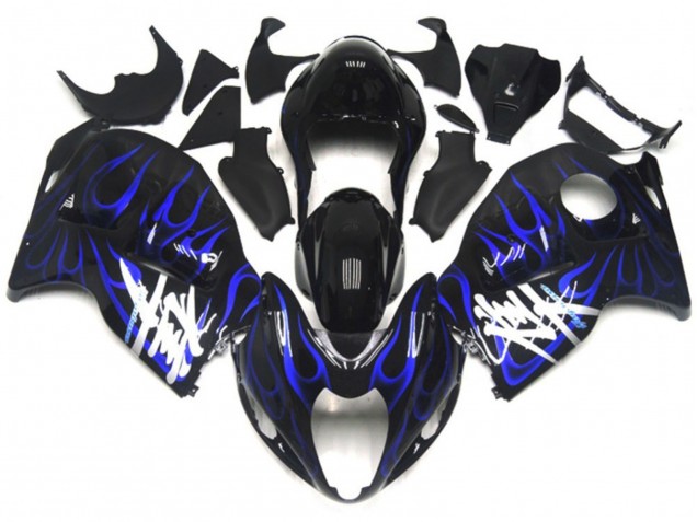 Venta Carenados Moto Suzuki GSXR 1300 1996-2007 - Negro Brillante Azul Profundo Llama