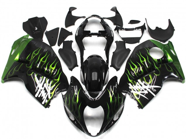 Venta Carenados Moto Suzuki GSXR 1300 1996-2007 - Negro Brillante Verde Profundo Llama