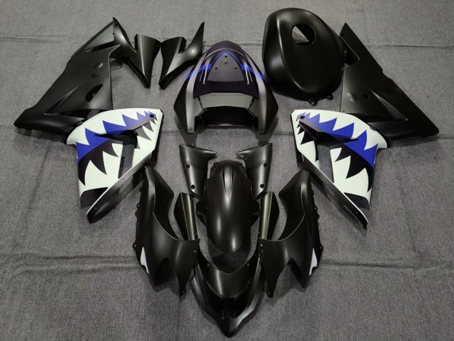 Venta Carenados Moto Kawasaki ZX10R 2004-2005 - Negro Mate Azul Oscuro Tiburón