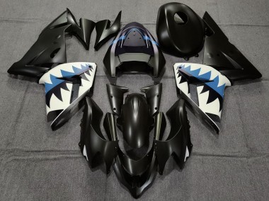Venta Carenados Moto Kawasaki ZX10R 2004-2005 - Negro Mate Azul Claro Tiburón