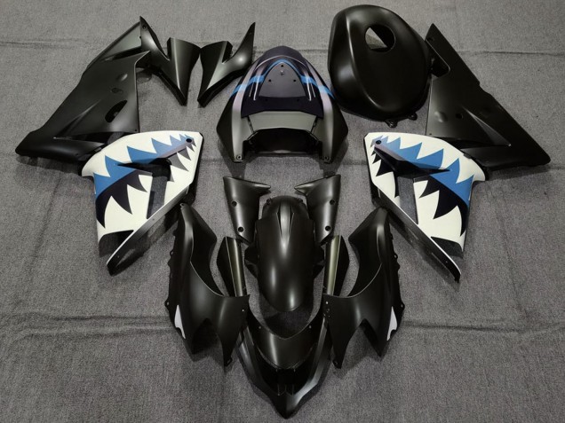 Venta Carenados Moto Kawasaki ZX10R 2004-2005 - Negro Mate Azul Claro Tiburón
