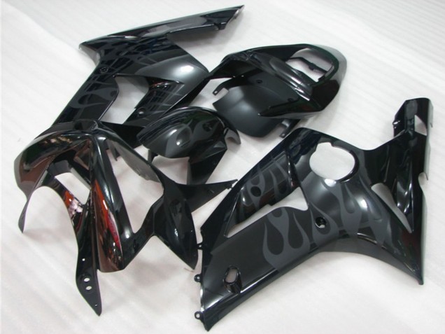 Venta Carenados Moto Kawasaki ZX6R 2003-2004 - Negro Brillante Gris Llama