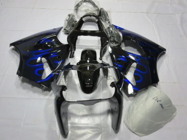 Venta Carenado Moto Kawasaki ZX6R 2000-2002 - Negro Brillante Azul Llama