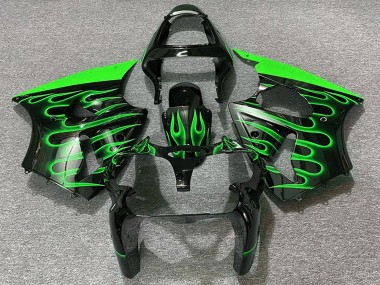 Venta Carenados Moto Kawasaki ZX6R 2000-2002 - Negro Brillante Verde Llama