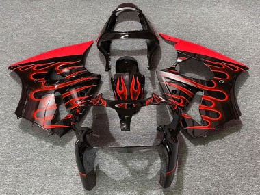 Venta Carenados Moto Kawasaki ZX6R 2000-2002 - Negro Brillante Rojo Llama